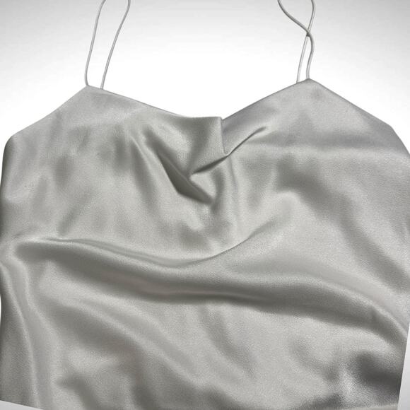 Alice + Olivia Size XL Classic Harmon Cami Strap Bodysuit White Satin Minimalist - Picture 4 of 11